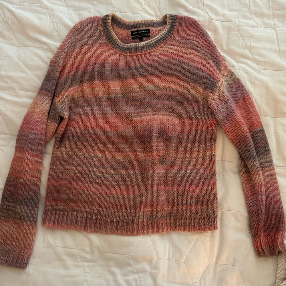Something Navy Pink Space Dye Sweater - Large